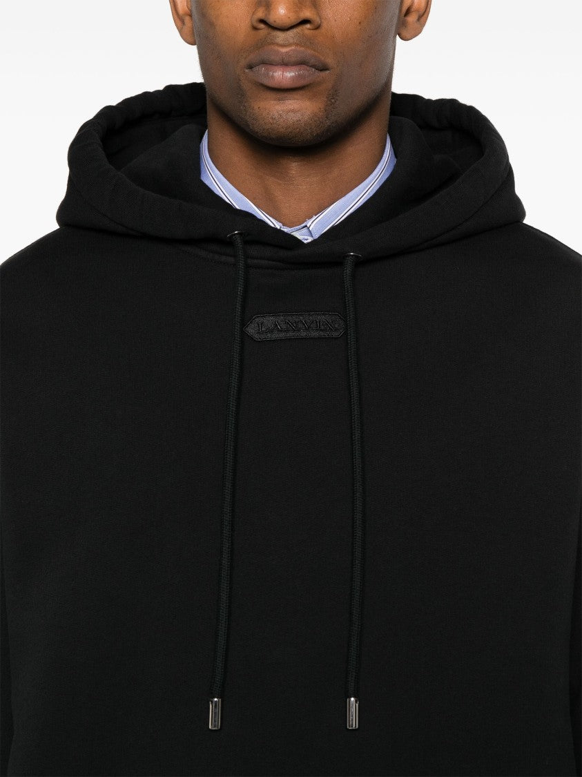 Lanvin Black Patch Relaxed Fit Cotton Hoodie