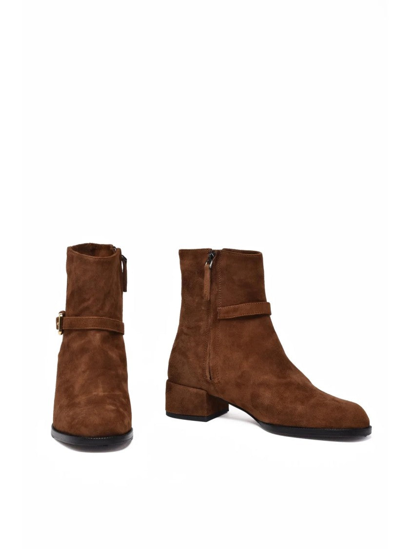 Giancarlo Brown Suede Buckle Ankle Boots