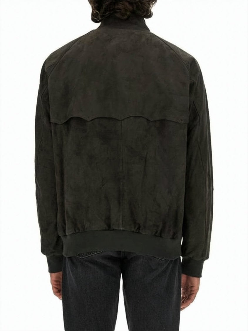 Baracuta Minimalist Black Leather Jacket With Structured Silhouette