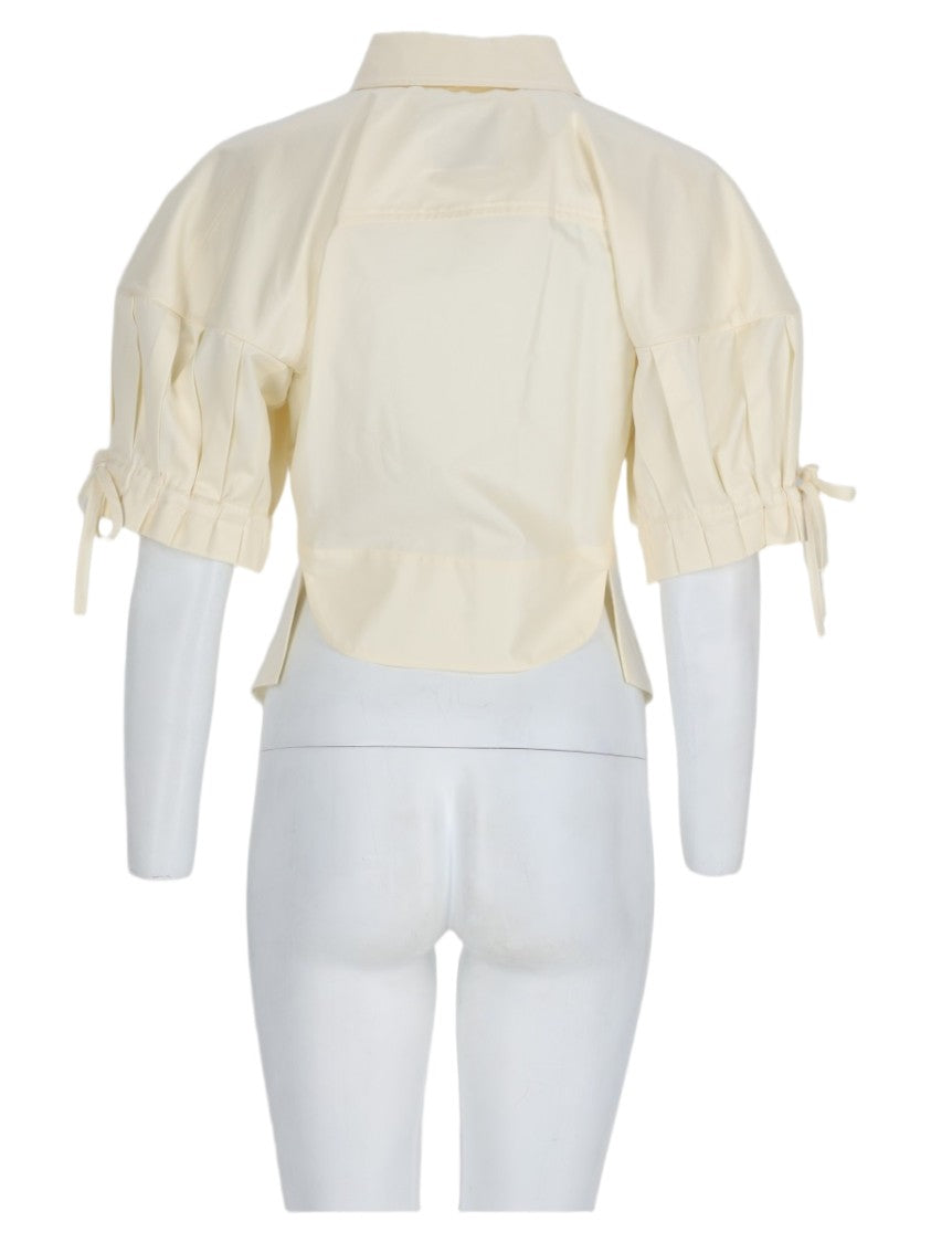 Vivienne Westwood Beige Puffed Sleeves Tied Cuffs Cotton Blouse