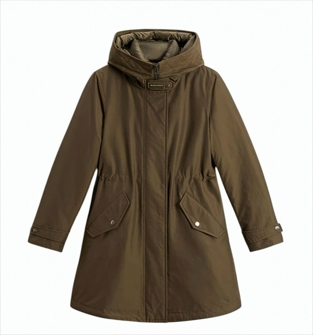 Woolrich Three-Layer Brown Parka With Removable Quilted Jacket