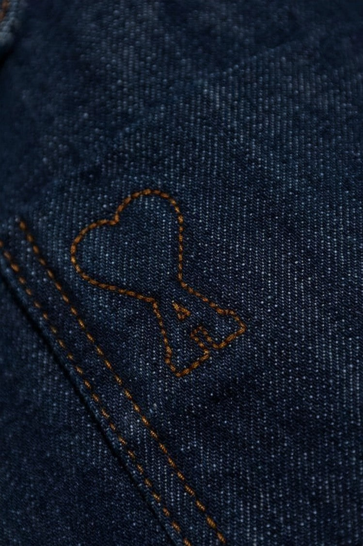 Ami Paris Dark Indigo Denim Overshirt With Classic Collar