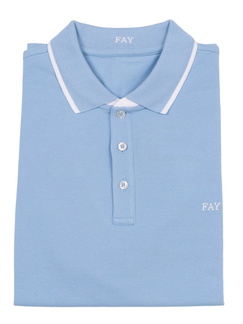 Fay Piquet Double Collar Striped Polo Shirt