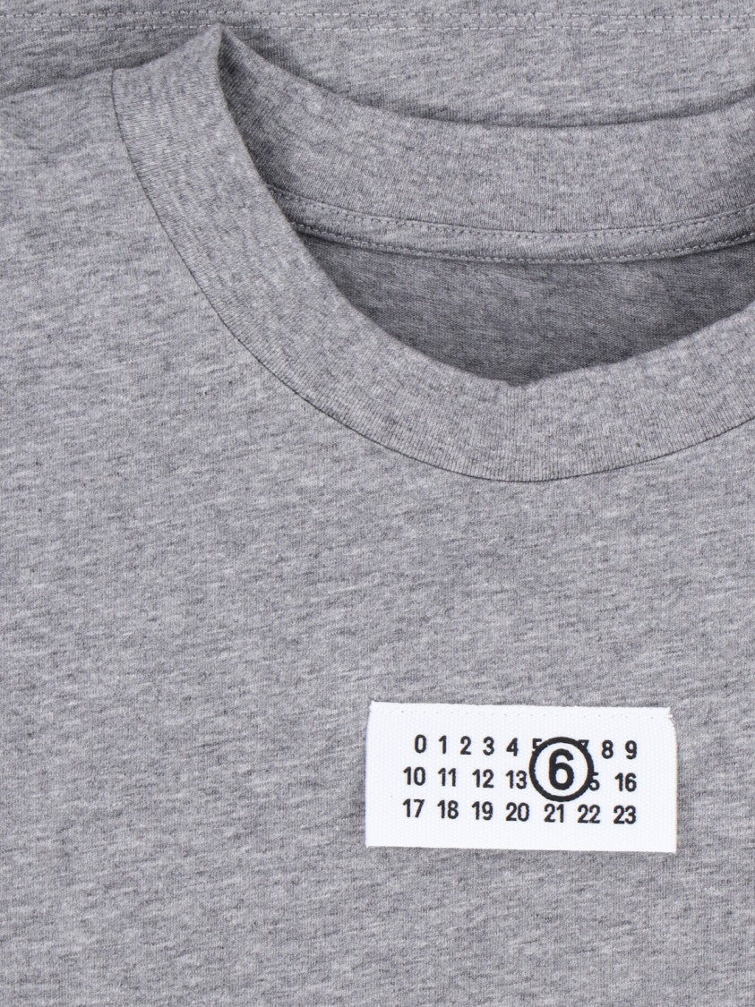 Mm6 By Maison Margiela Cotton Grey T-Shirt With Numeric Logo Patch
