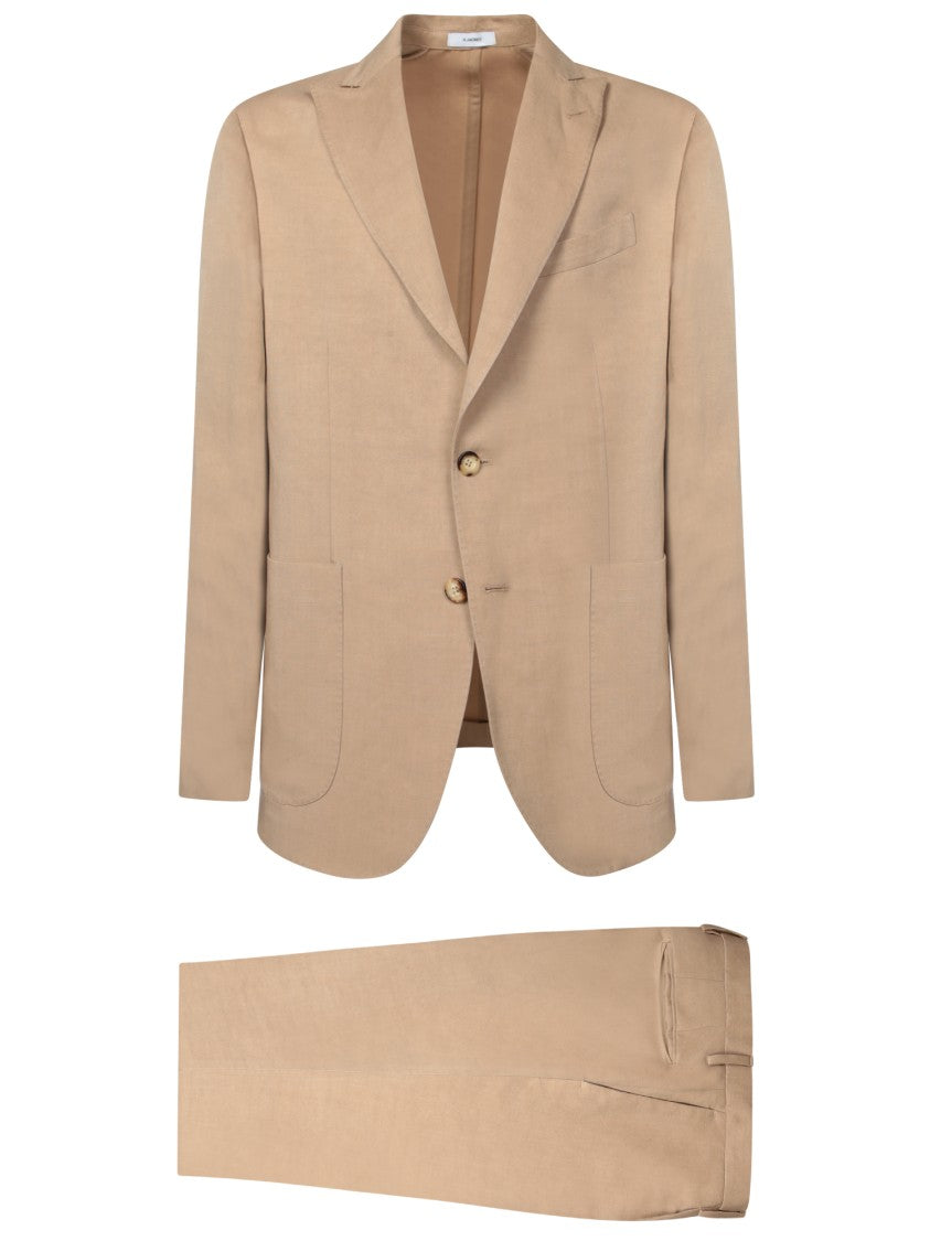 Boglioli Elegant Beige Suit With Tailored Jacket And Straight-Cut Trousers
