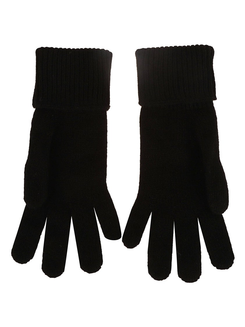 Burberry Black Cashmere Gloves With Ribbed Cuff