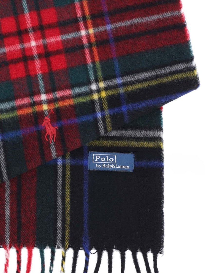 Polo Ralph Lauren Tartan Plaid Wool Scarf With Fringed Edges