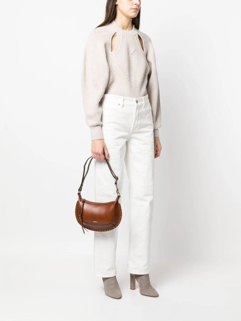 Isabel Marant Crescent-Shape Calf Leather Shoulder Bag With Gold-Tone Accents
