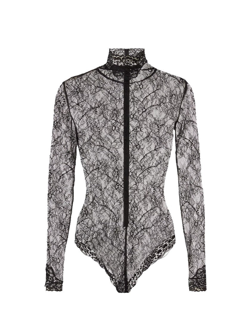 Valentino High Neck Floral Lace Bodysuit