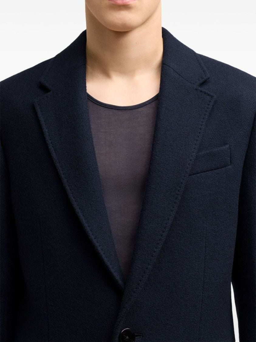 Ami Navy Blue Wool Coat