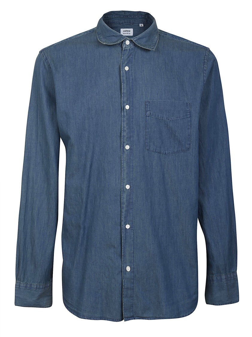 Aspesi Button-Down Cotton Shirt With Chest Pocket