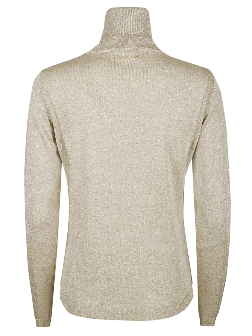 Ermanno Firenze Long-Sleeved Turtleneck Sweater With Subtle Shimmer Effect