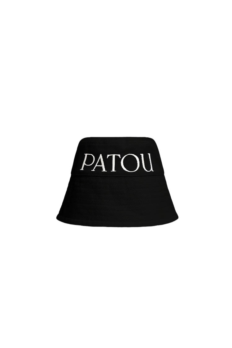 Patou Signature Black Cotton Bucket Hat With Maxi Logo