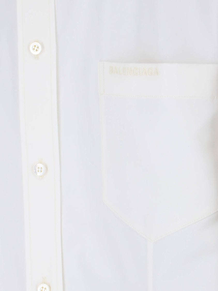 Balenciaga White Asymmetrical Cotton Silk Blend Shirt