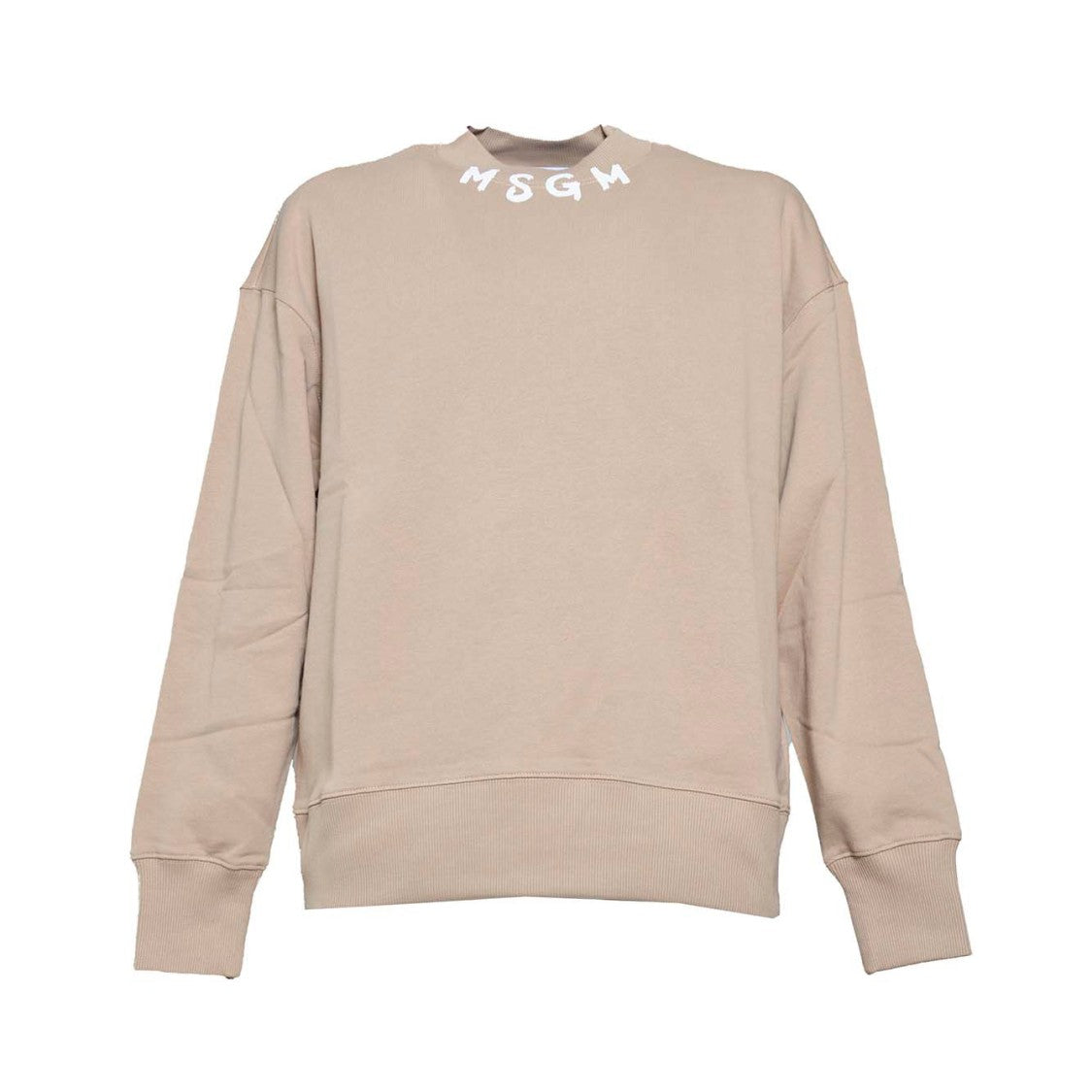 Msgm Beige Cotton Crewneck Sweatshirt