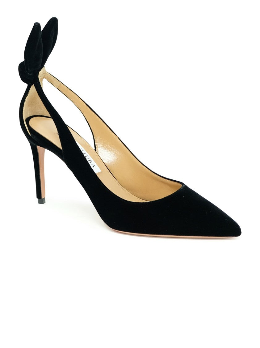 Aquazzura Black Velvet Bow Tie Pump