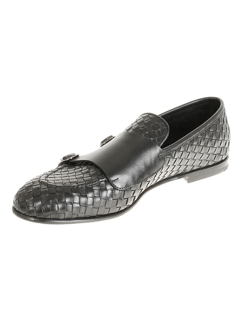 Barrett Black Leather Barrett Loafer With Woven Upper