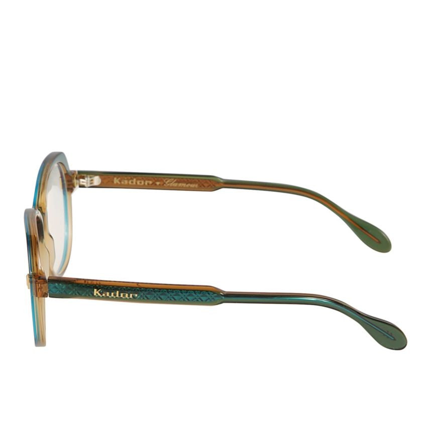Kador Aida Glamour Translucent Teal And Amber Rounded Frame Eyeglasses