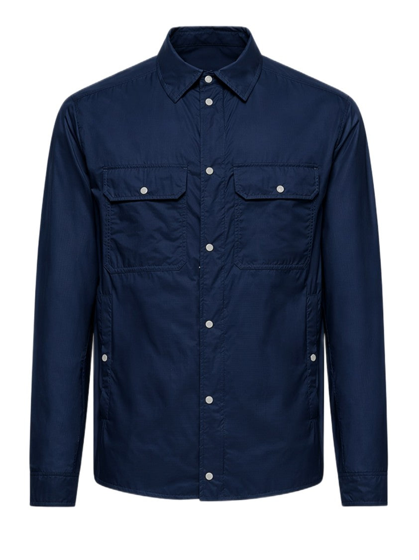 Moncler Blue Press Stud Shirt Jacket