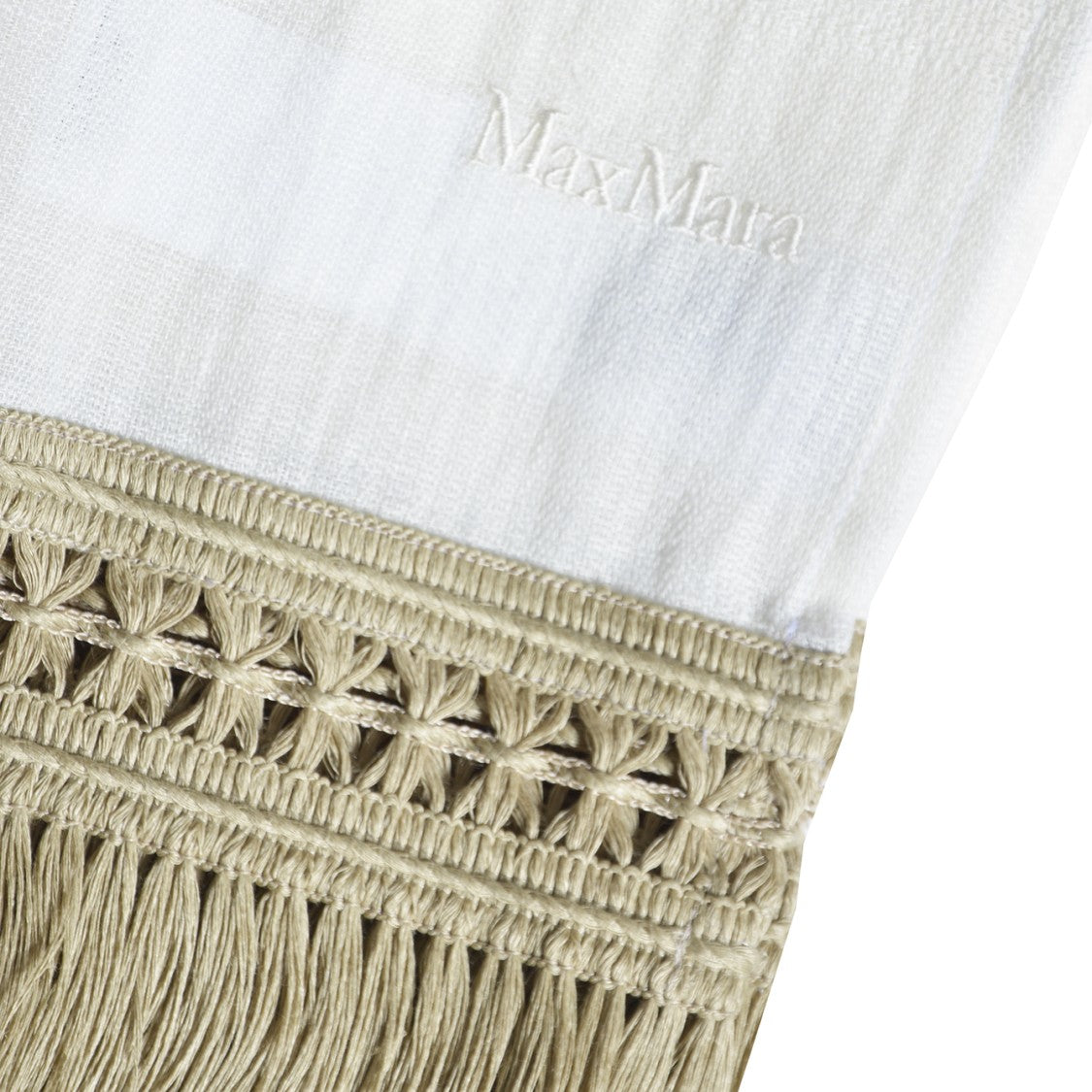 Max Mara Grammo Stole In Ivory Linen Yarn