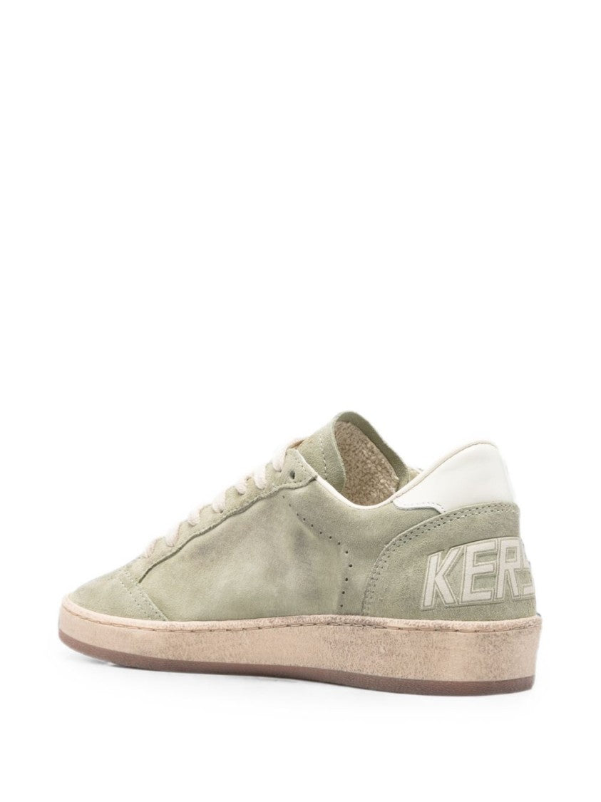 Golden Goose Distressed Suede Glittery Star Low-Top Sneakers