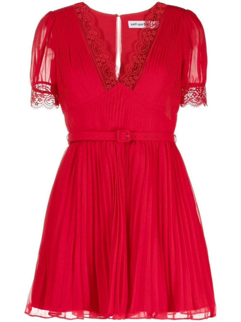 Self-Portrait Red Chiffon Mini Dress