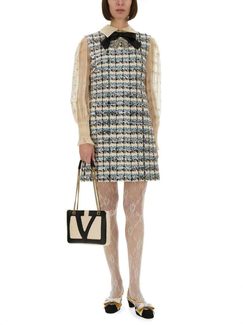 Valentino Embroidered Tweed Dress