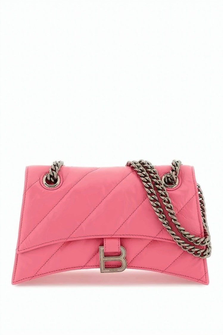 Balenciaga Quilted Pink Shoulder Bag With Metallic Chain Strap