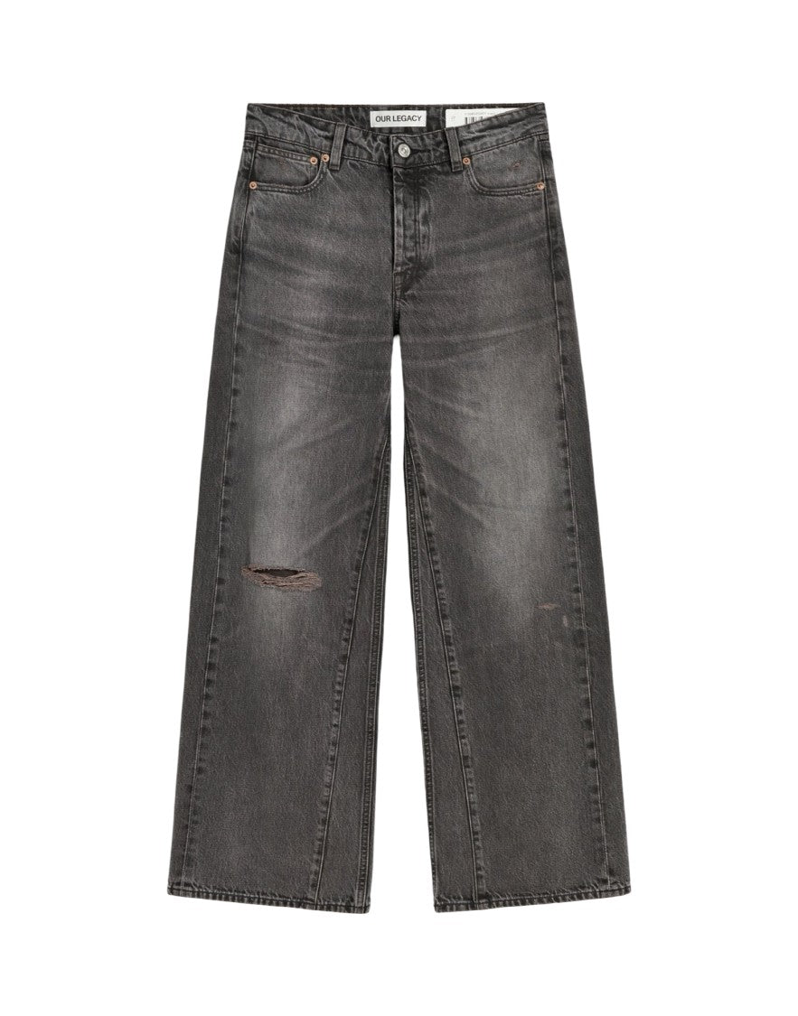 Our Legacy Distressed Wide-Leg Jeans With Faded Black Wash