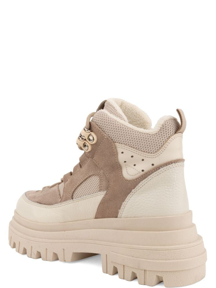 Prato Creativo Beige Chunky Suede Ankle Boots