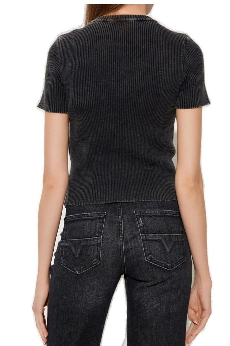 Diesel Ribbed Knit Short-Sleeve Sweater