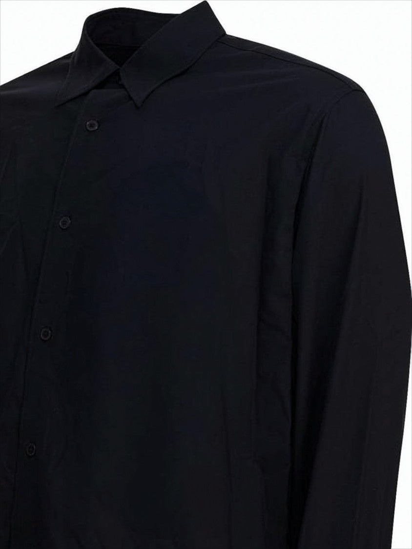 Auralee Long-Sleeve Black Wool Shirt With Classic Collar