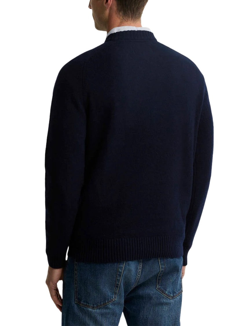 Barbour Deep Navy Ribbed Crewneck Wool Sweater