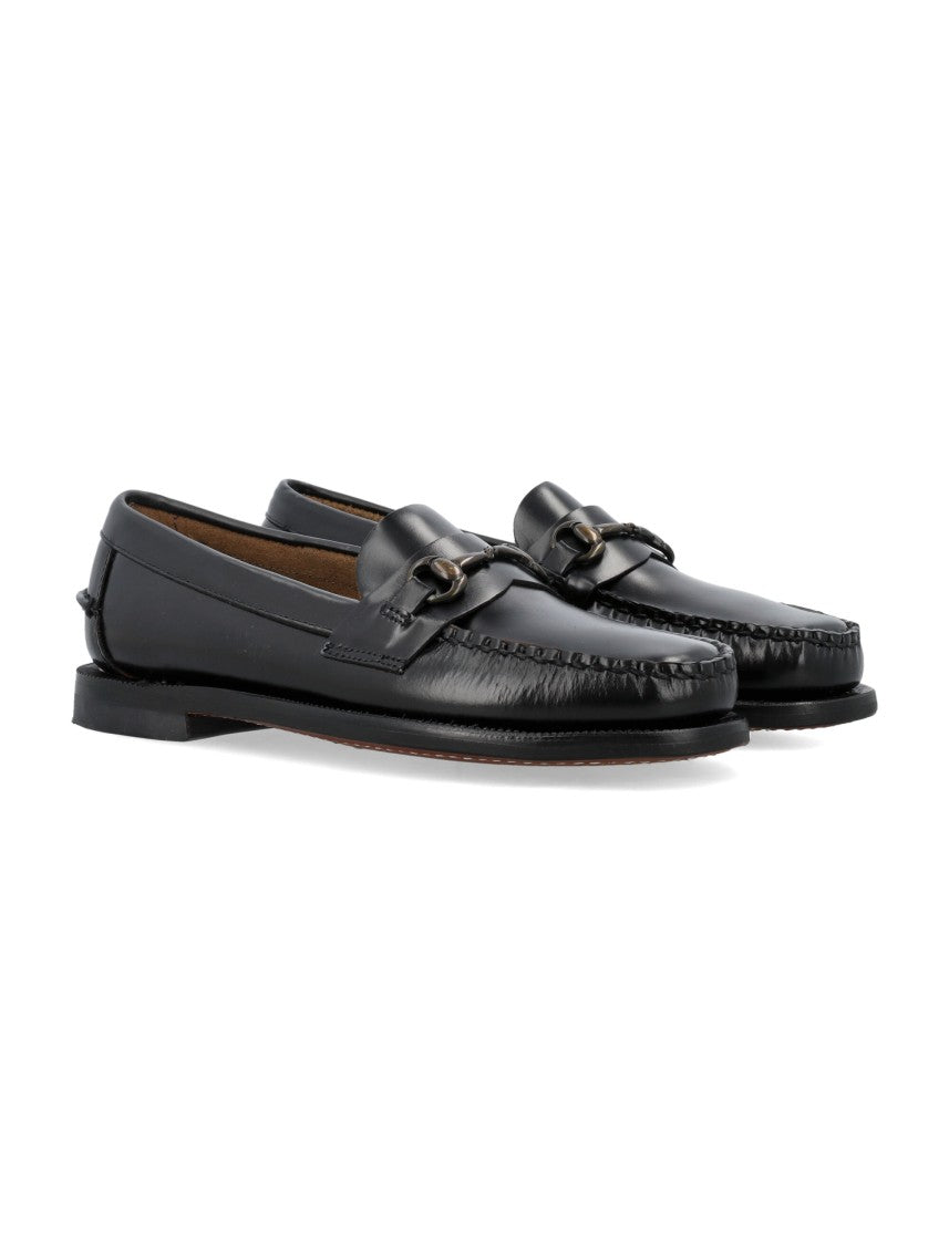 Sebago Black Classic Joe Hand-Stitched Leather Bit Loafer