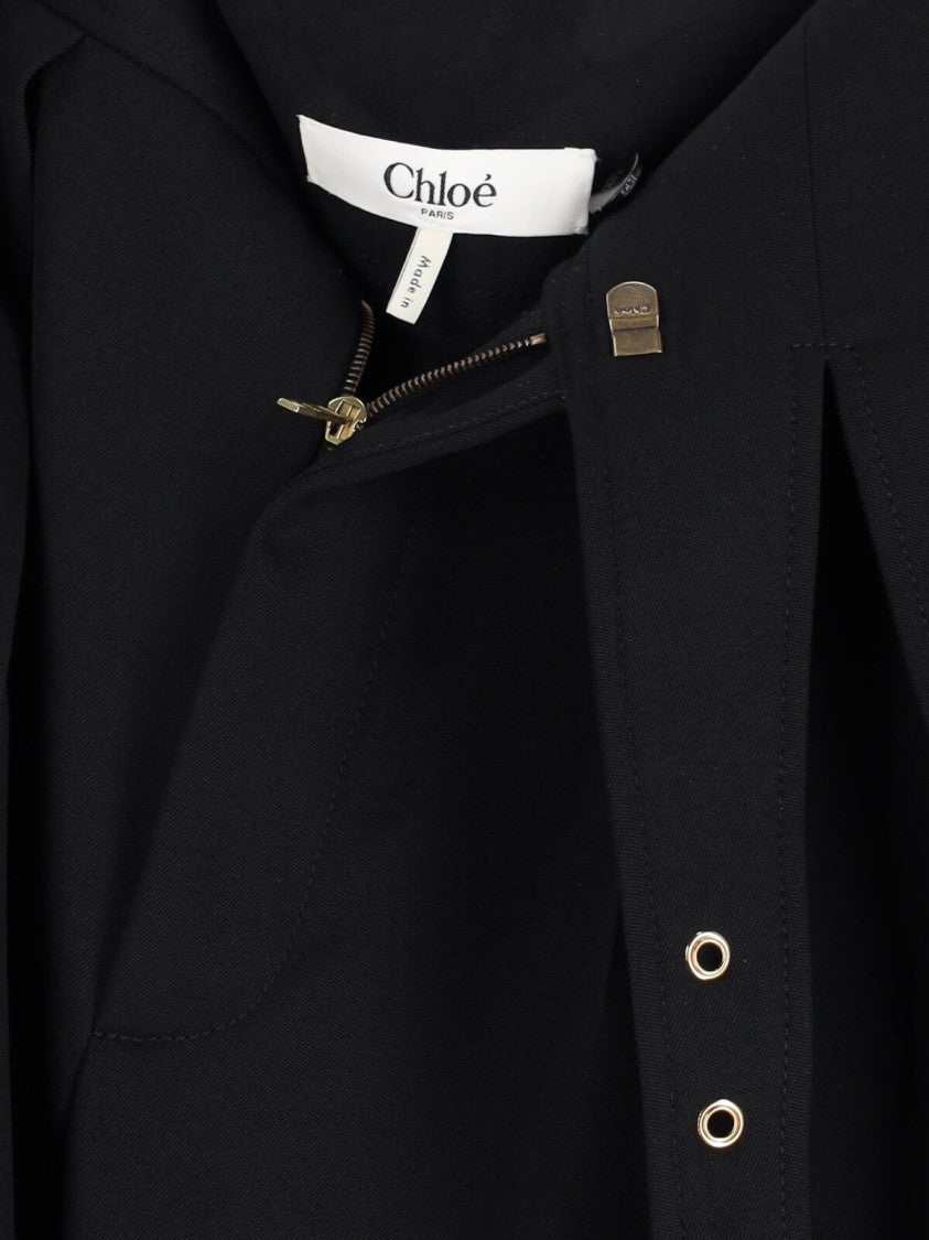 Chloé Cut-Out Trousers In Black Virgin Wool