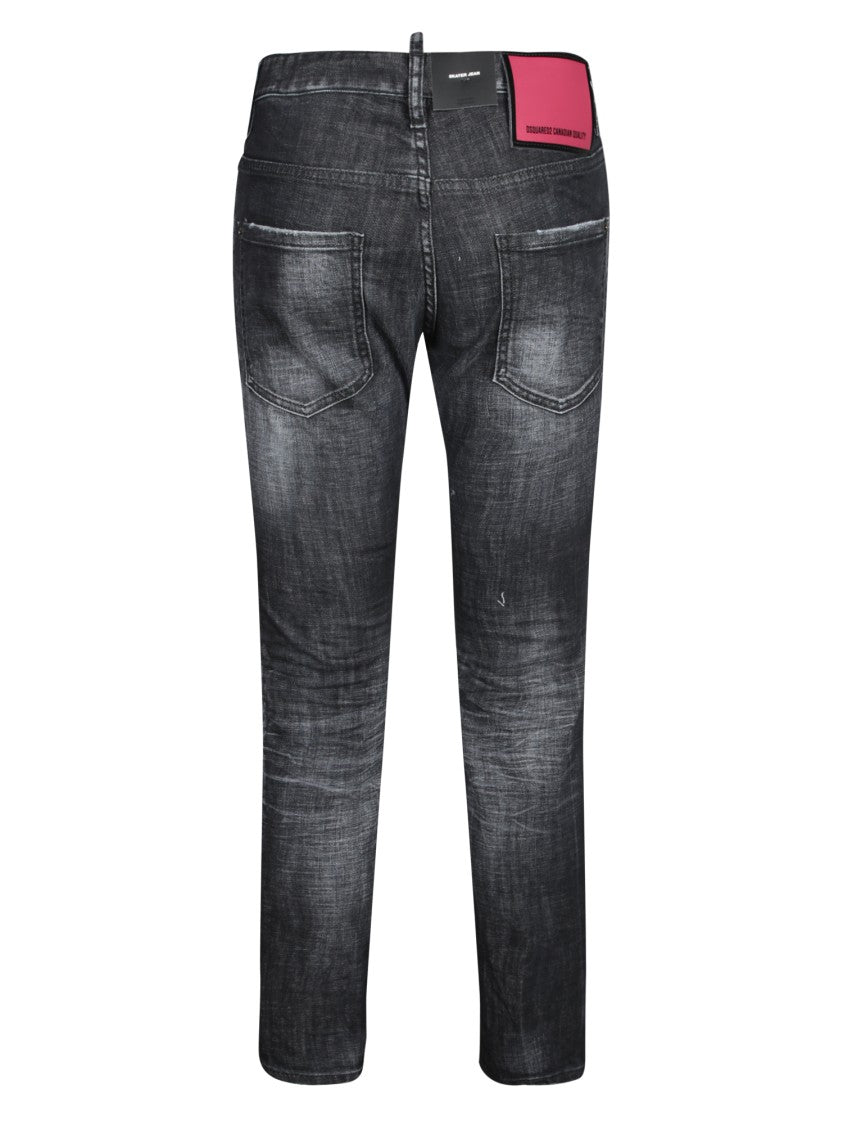 Dsquared2 Slim-Fit Black Jeans With Distressed Detailing