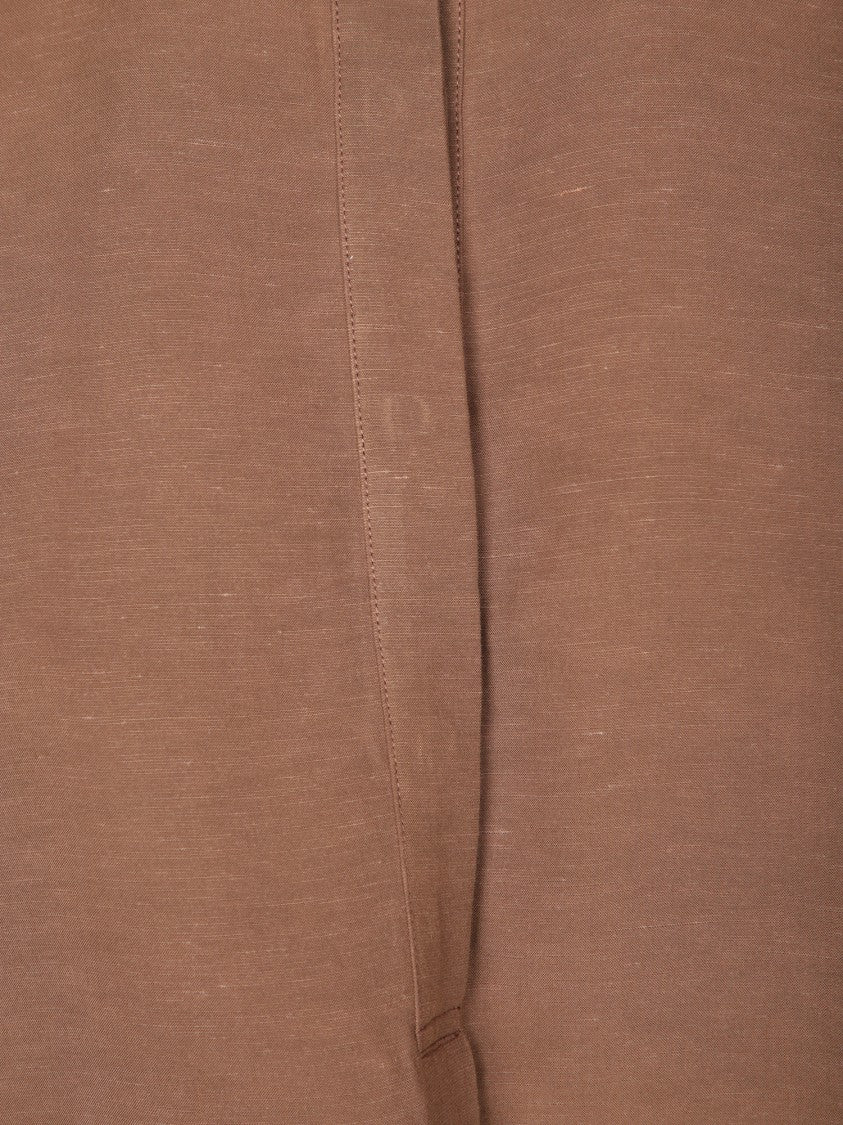 Blanca Vita Mandarin Collar Blouse With Two-Button Closure And Short Sleeves