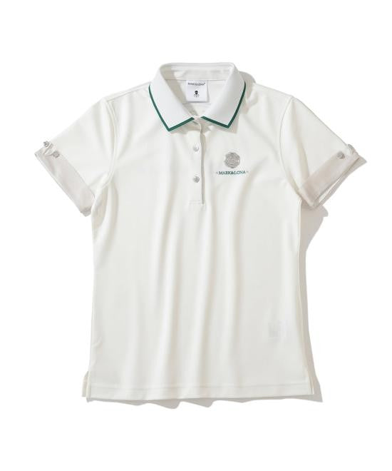 Mark&Lona Light-Colored Polo Shirt With Contrasting Green Trim