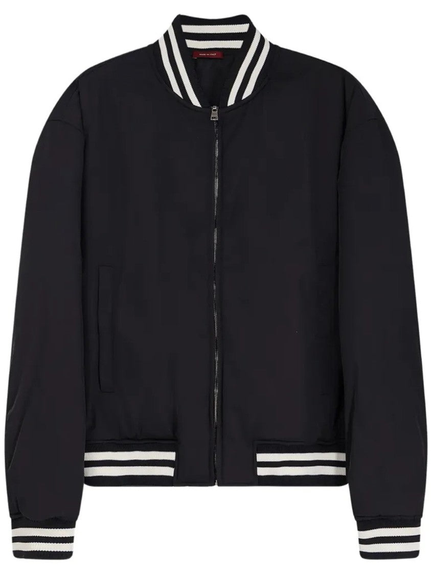 Gucci Black Blouson Ribbed Detail Bomber Jacket