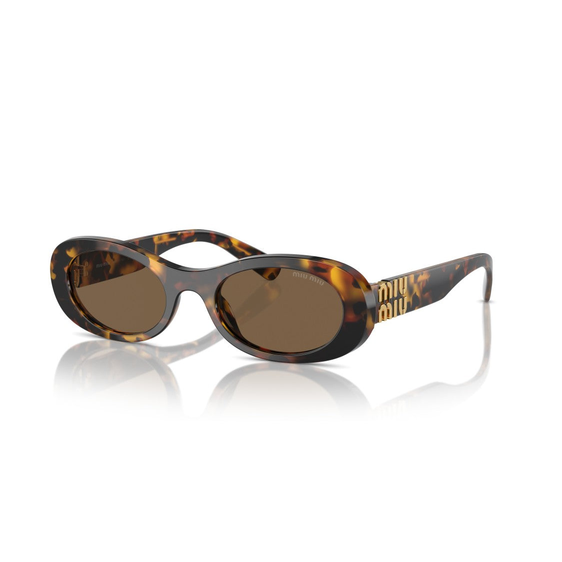 Miu Miu Tortoiseshell Oval Sunglasses With Gold-Tone Detail