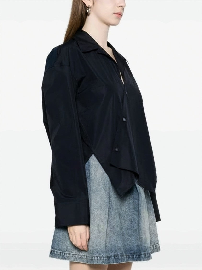 Loewe Asymmetrical Black Cotton Shirt With Unique Closure