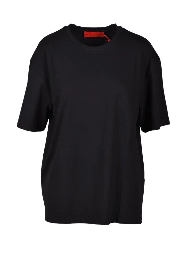 Wild Cashmere Black Crewneck Cotton-Blend T-Shirt