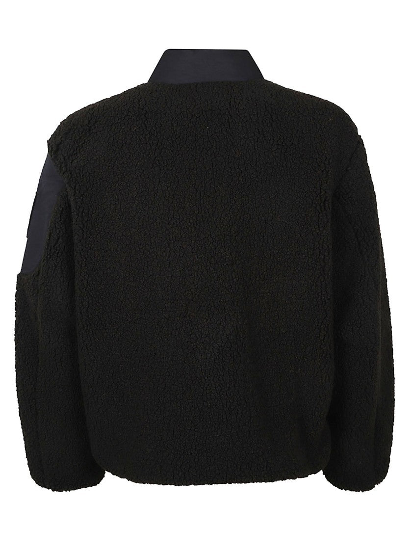 Moose Knuckles Textured Black Jacket With High Collar And Emblem Detail