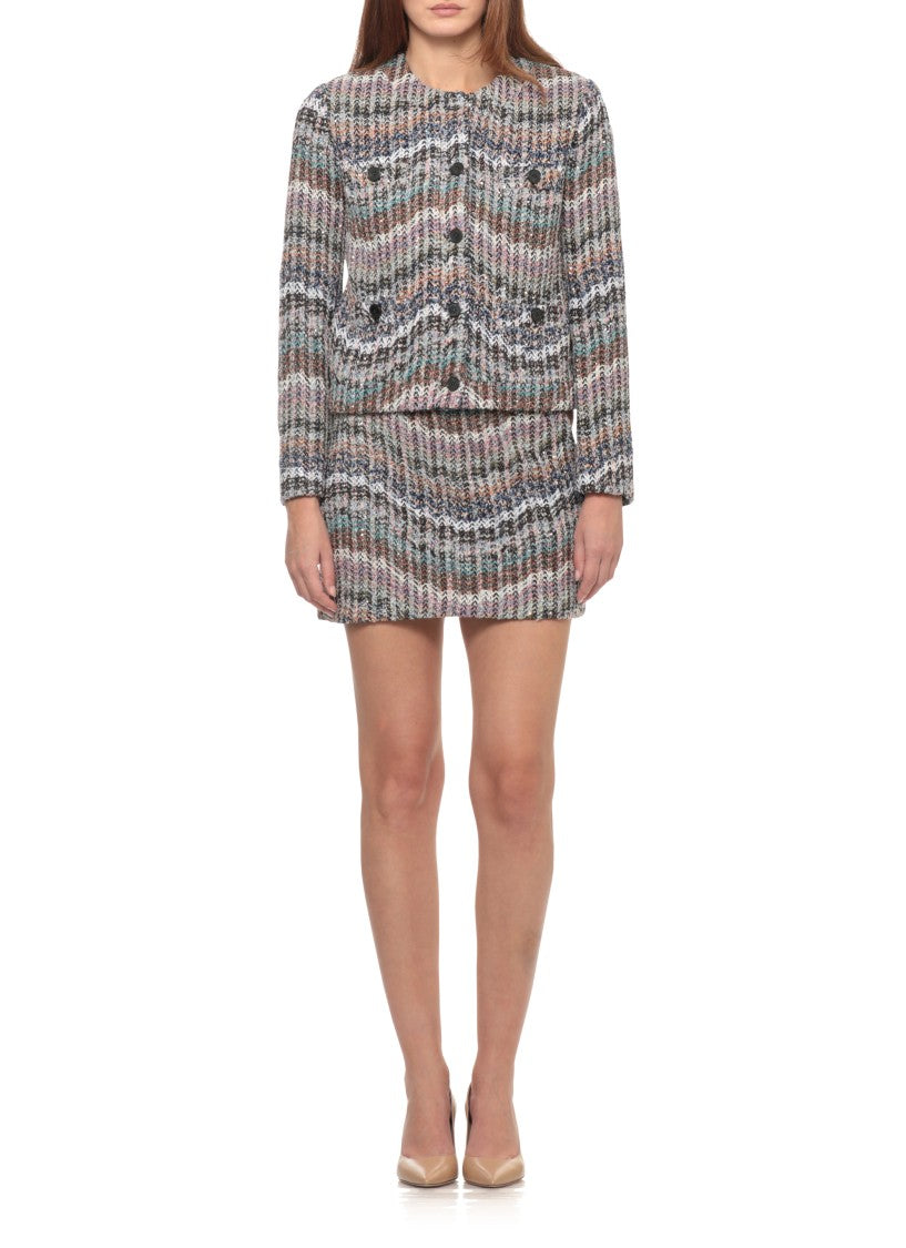 Missoni Multicolor Knitted Cardigan With Buttoned Pockets And Lurex Accents