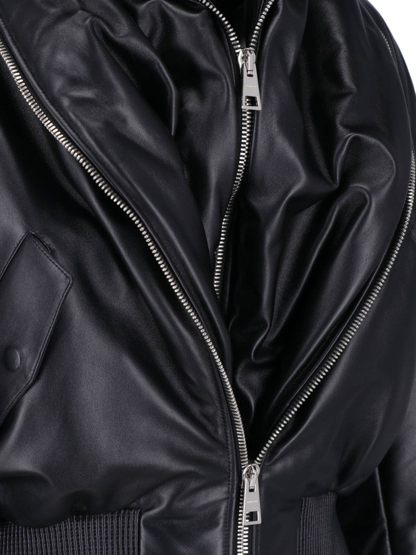 Givenchy Black Lamb Nappa Leather Zip Bomber Jacket
