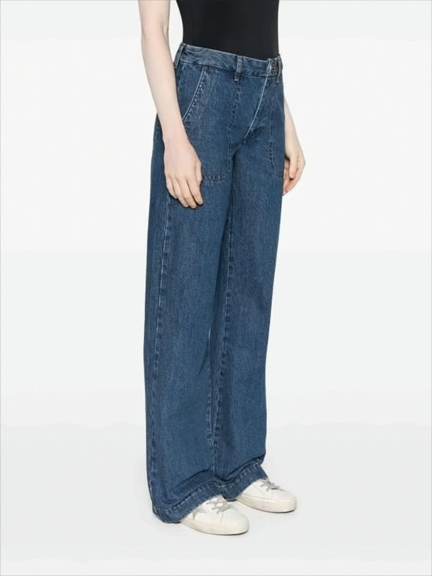 A.P.C. Wide-Leg Blue Denim Trousers With High Waist