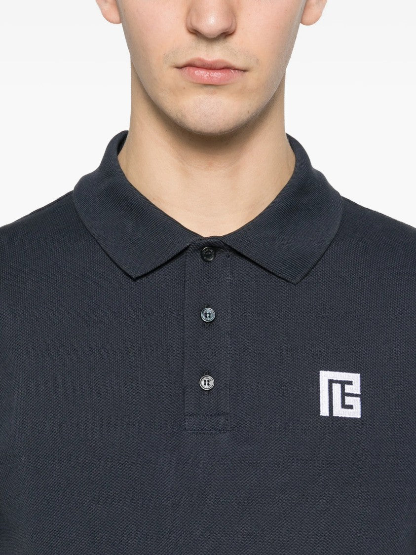 Balmain Black Classic Ss Cotton Polo Shirt