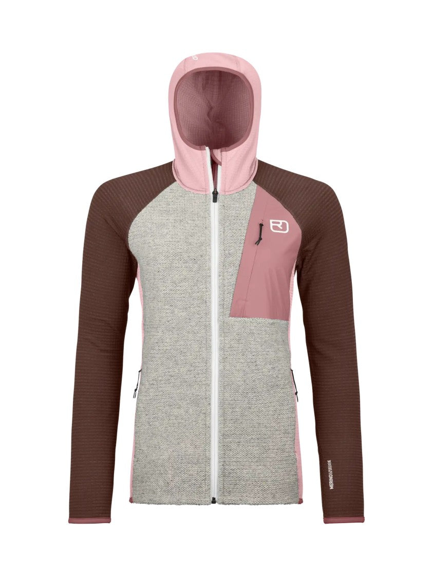 Ortovox Fleece Hoody With Wool Knit Inserts And Color-Blocked Design