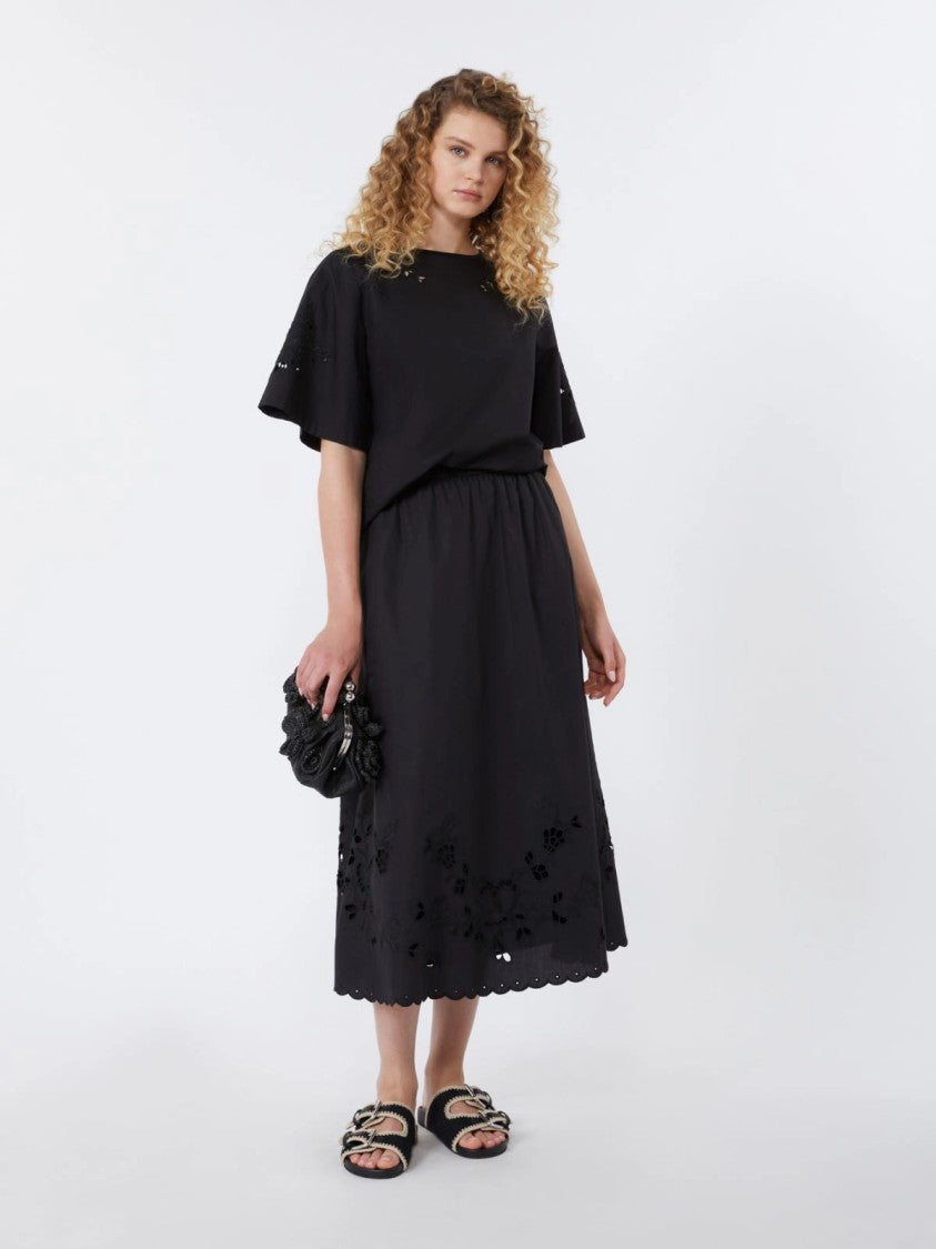 Max Mara Midi-Length Skirt With Flared Silhouette And Floral Embroidery