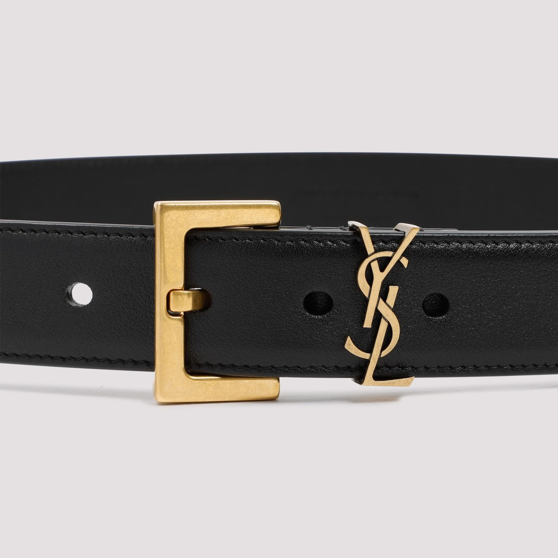 Saint Laurent Black Leather Belt With Ysl Monogram
